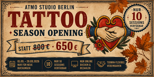 Tattoo Tages-Session Berlin – Atmo Studio Berlin Season Opening Angebot 650 Euro