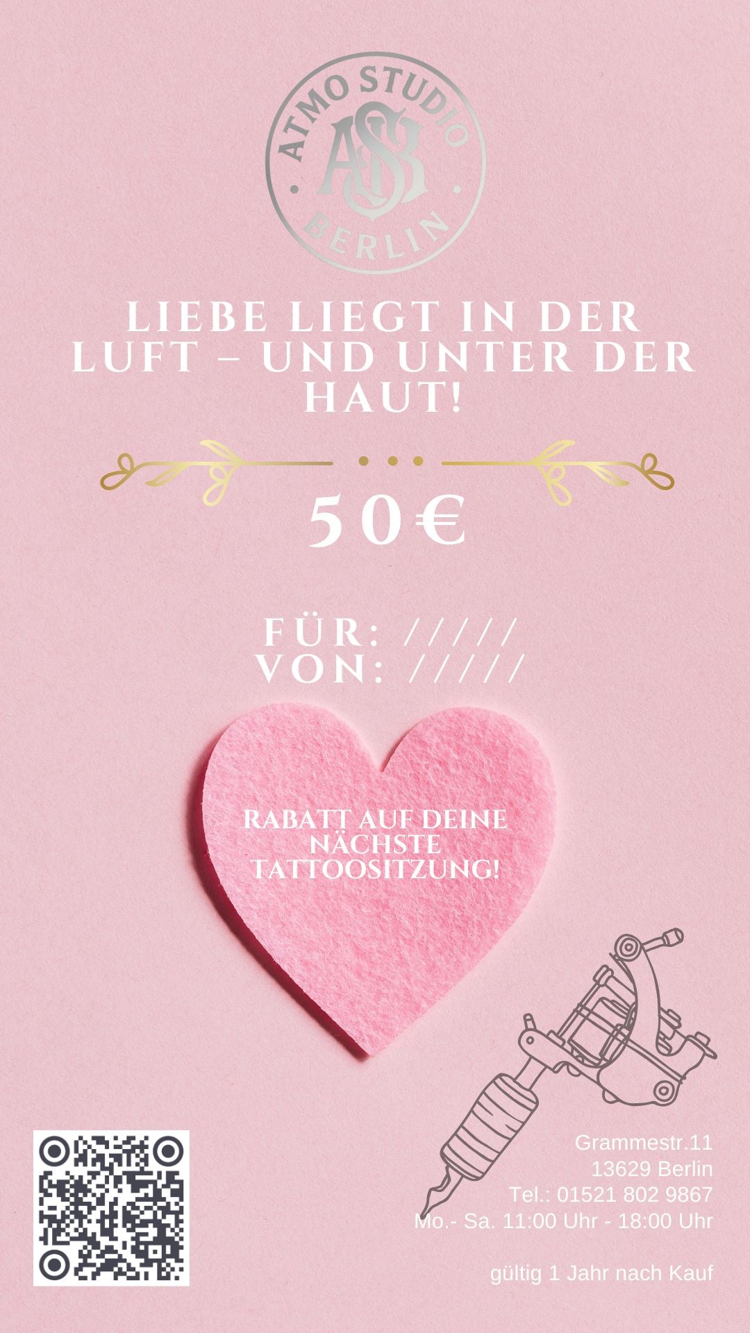 💘 Tattoo Geschenkgutschein – Valentinstag-Edition