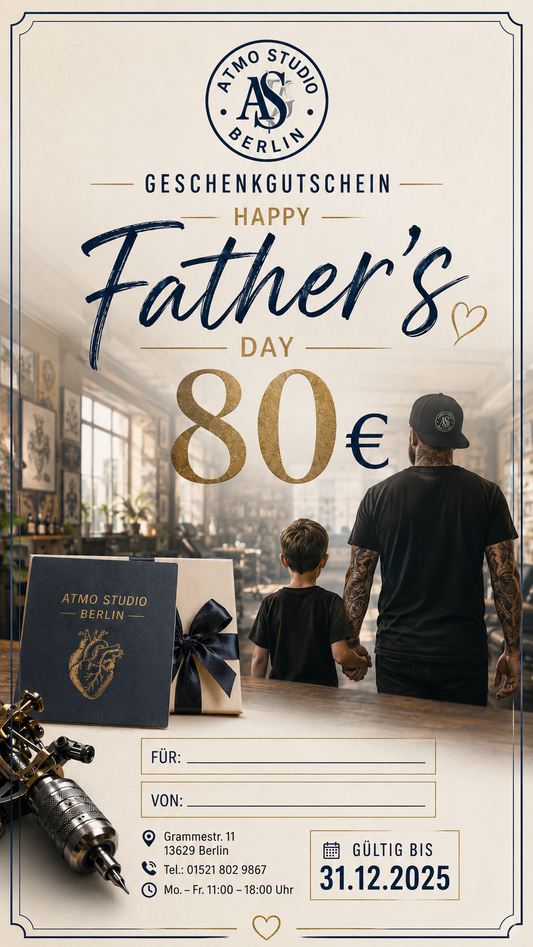 80 Euro Tattoo Geschenkgutschein zum Vatertag – Atmo Studio Berlin