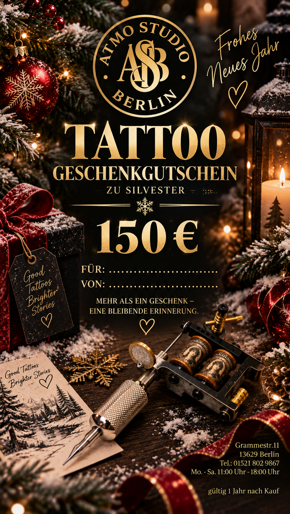 Tattoo Geschenkgutschein zu Silvester 150